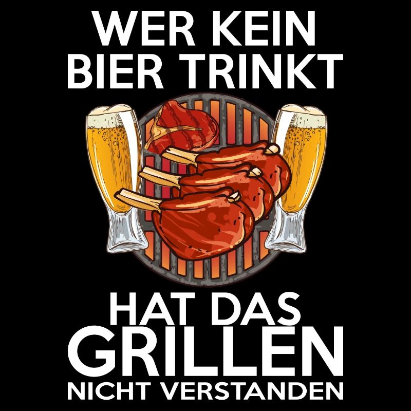 Grillen und Bier Spruch Illustration