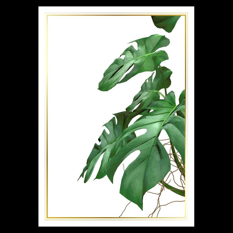 Feuilles de monstera dans un cadre doré