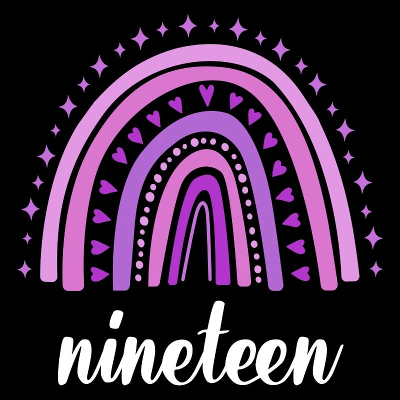 Purple Rainbow Nineteen Years 19th Birthday