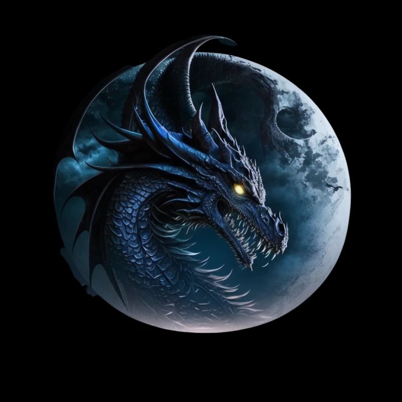 Dragon noir, œil jaune
