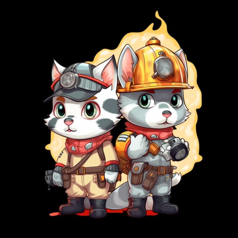 Firefighter, cute cats