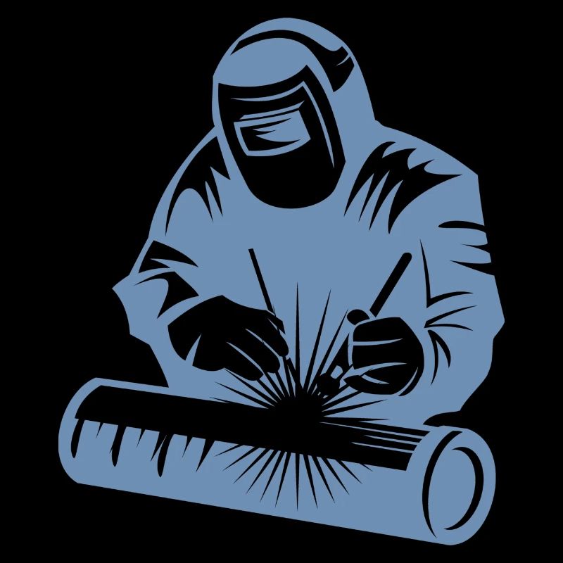 Welder silhouette during arc welding