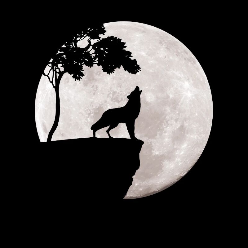 Full Moon - Night - Wolf Silhouette