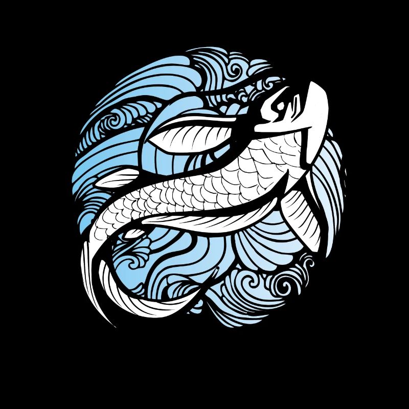 Koi carp blue waves
