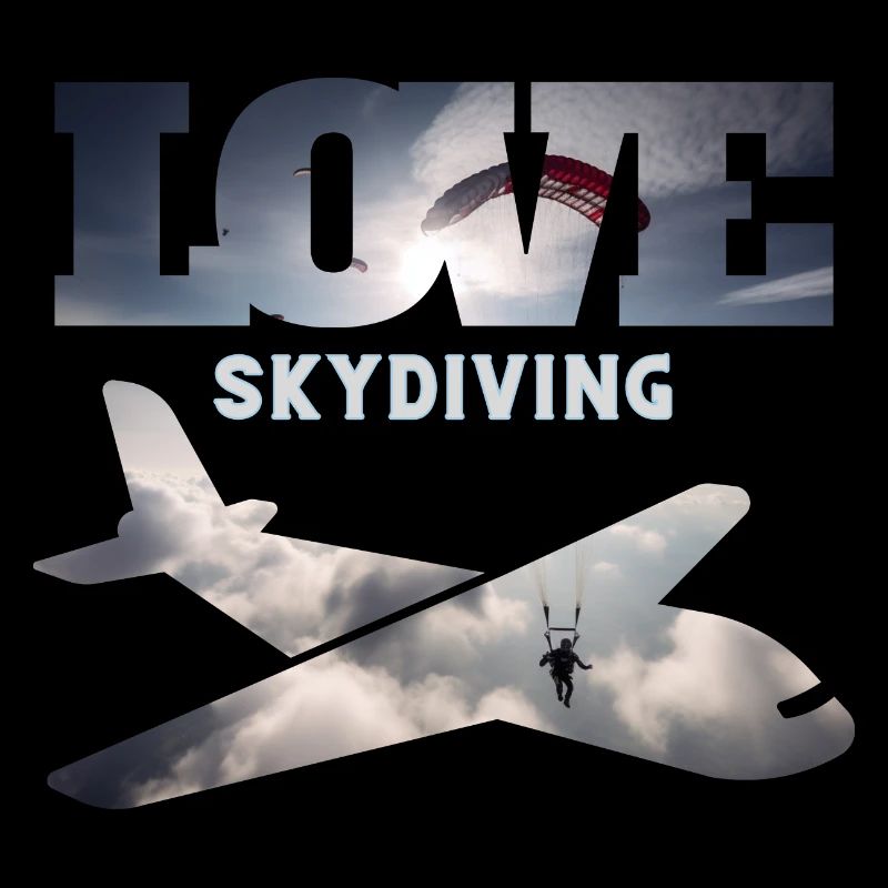 Skydiving, clouds and parachute