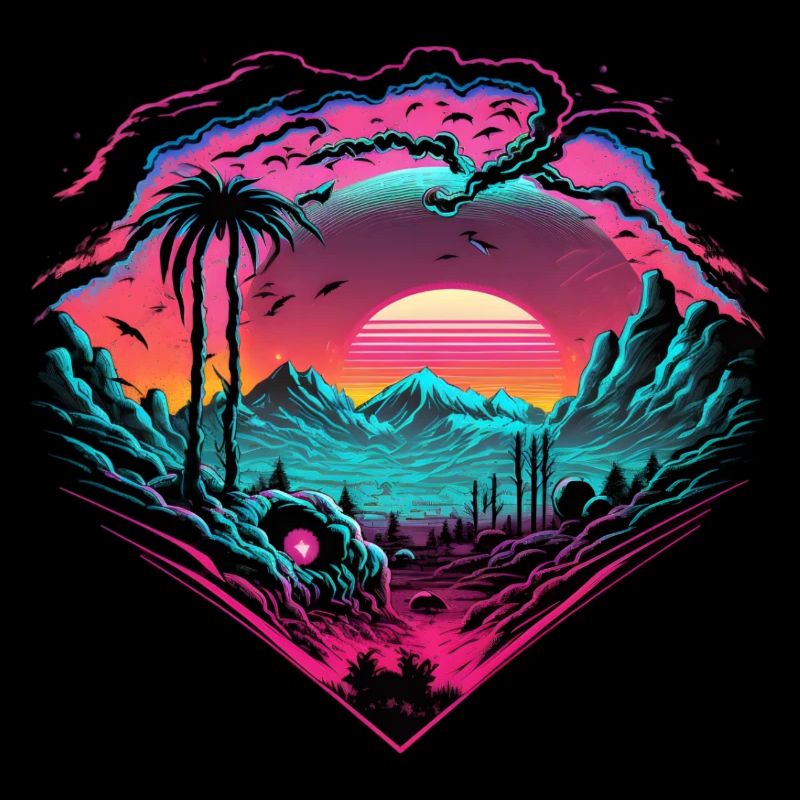 Synthwave Sunset 80s Gift