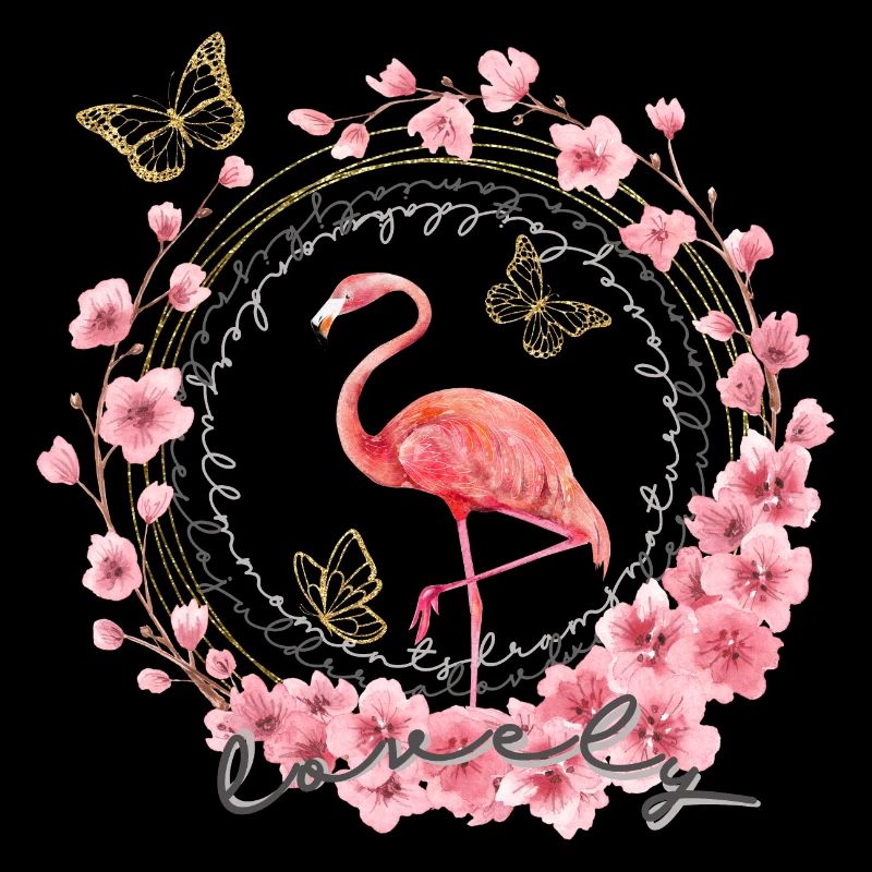 * Flamingo mit Blumen * in Wasserfabtechnik
