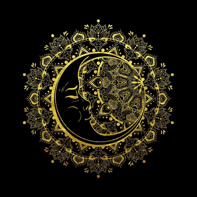 Mandala de lune en or bouddhiste indien