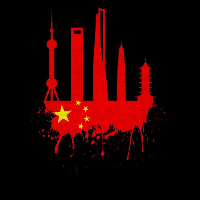 Shanghai Skyline drapeau chinois drapeau chinois