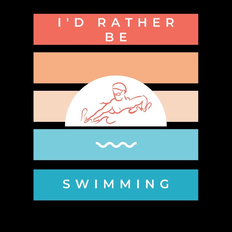 I'd rather be swimming vintage retro design for