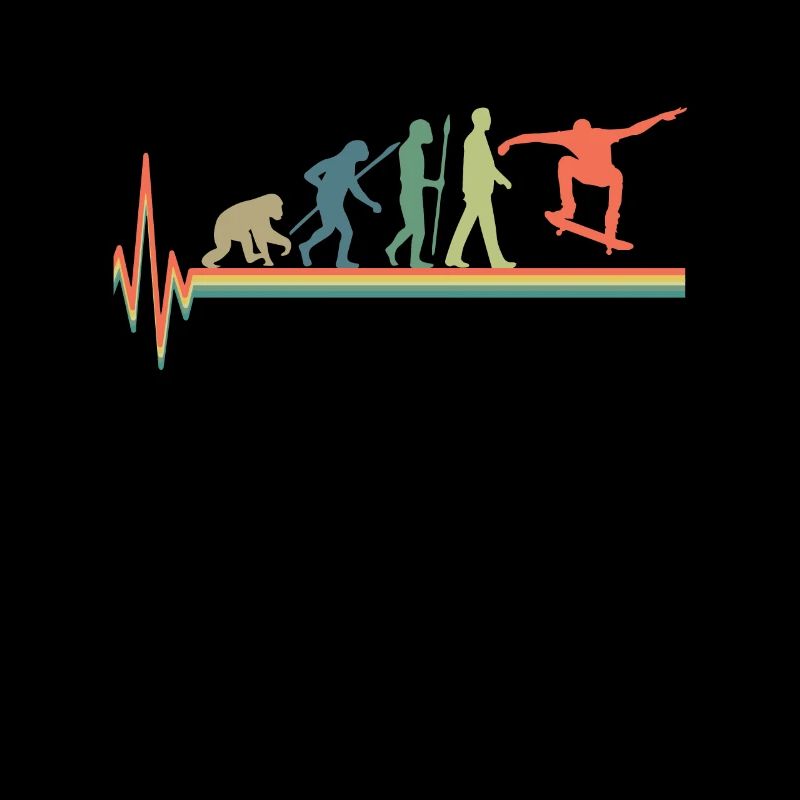 Vintage Heartbeat Skater Skateboarder Evolution