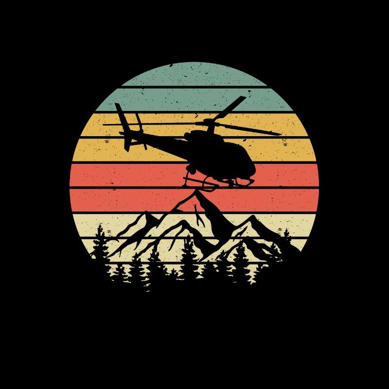 Vintage Helikopter Berge Retro Hubschrauber Pilot