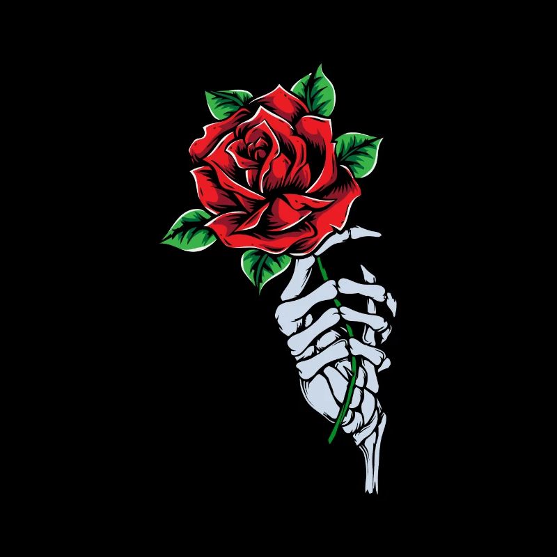 Red Rose Skeleton Hand Rose Flower Red Rose Gothic