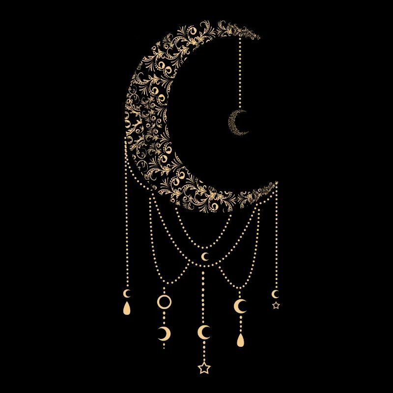 Tarot Card Occult Crescent Moon Phase Skull Gothic