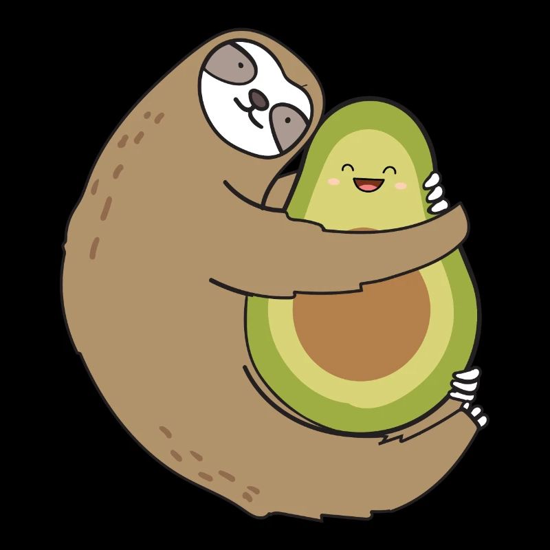 Sloth Hugging Avocado Vegan