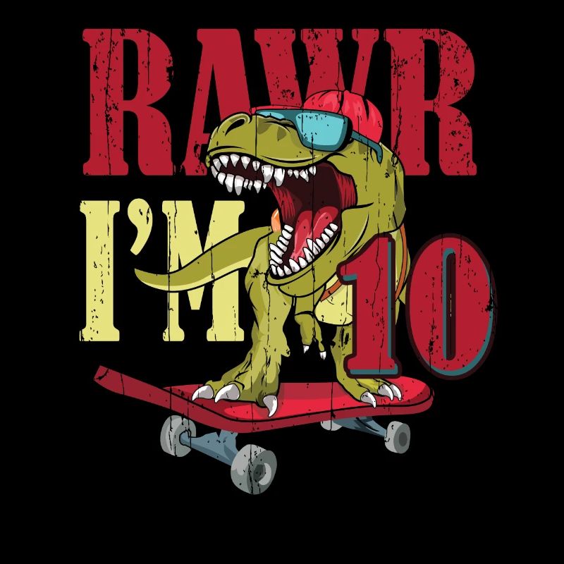 Birth Born Age 10 Years Old Dinosaur Skateboard