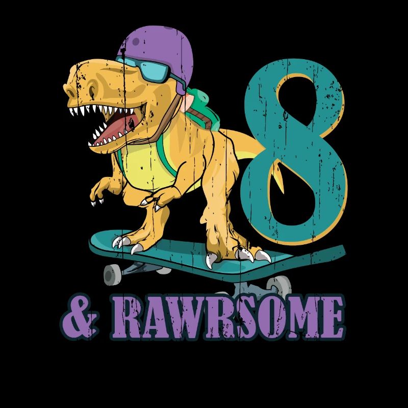 Birth Born Age 8 Years Old Skateboard Dinosaur