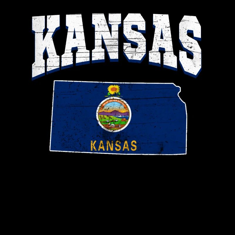 US America State Flag Land Map Kansas