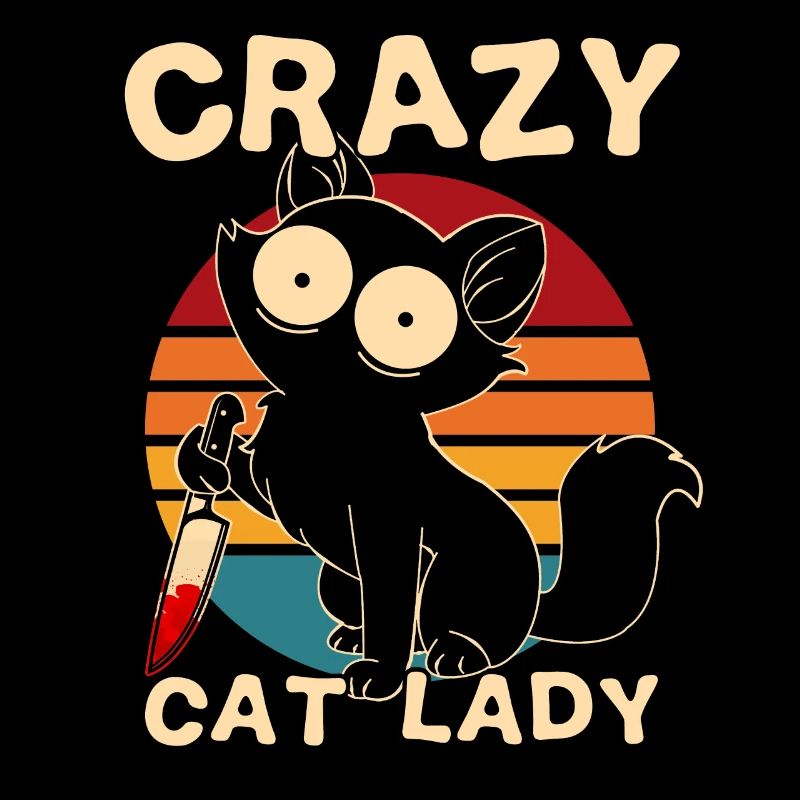 Crazy Cat Lady Cat with knife