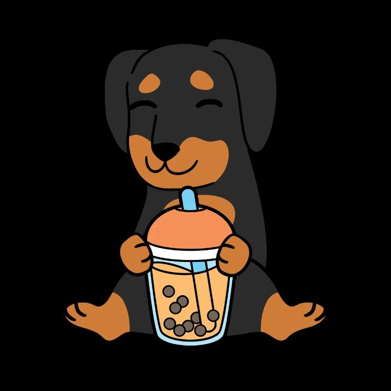 Bubble Milk Tea Dachshund Dog Drinks Boba Milk Tea