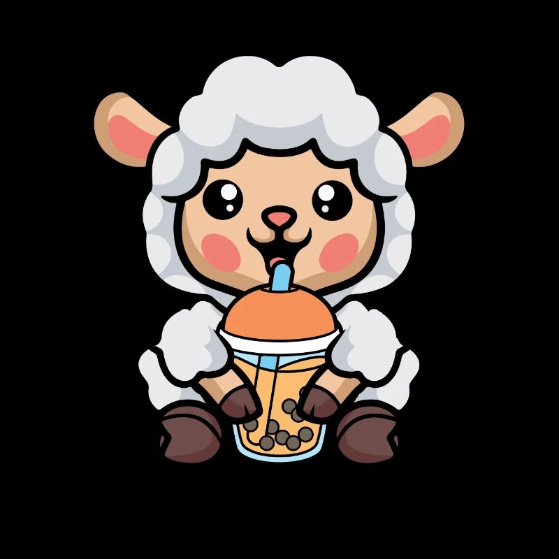 Bubble Milk Tea Sheep Drinking Boba Milk Tea