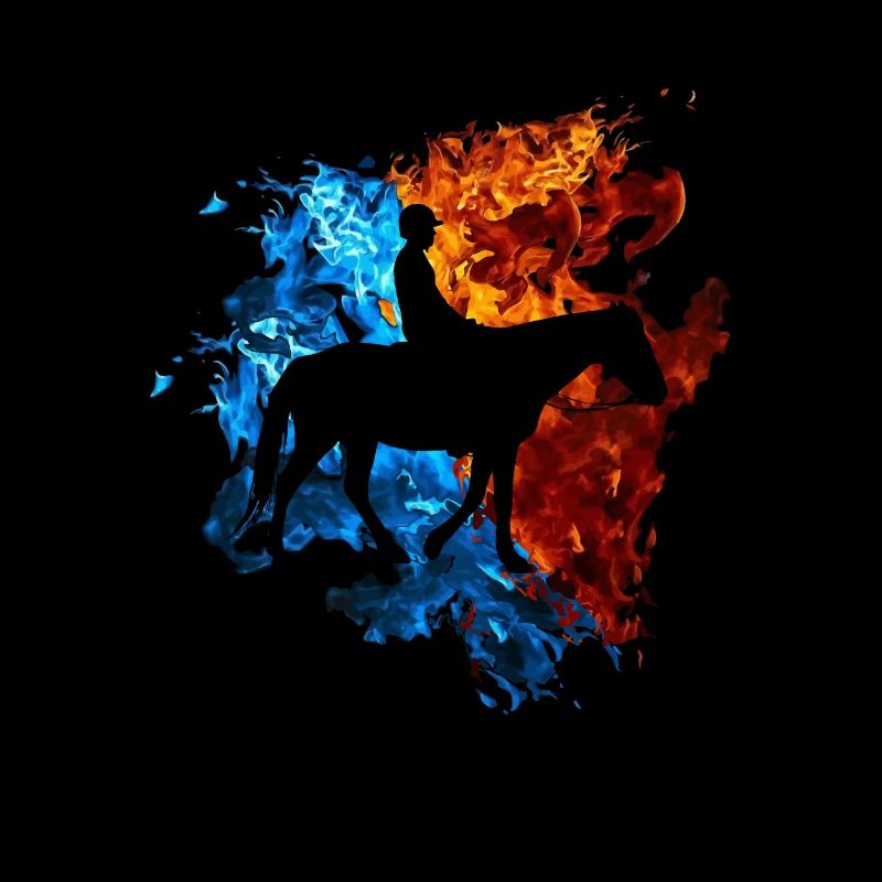Pferd Rot Blau Feuer Reiter Reiten
