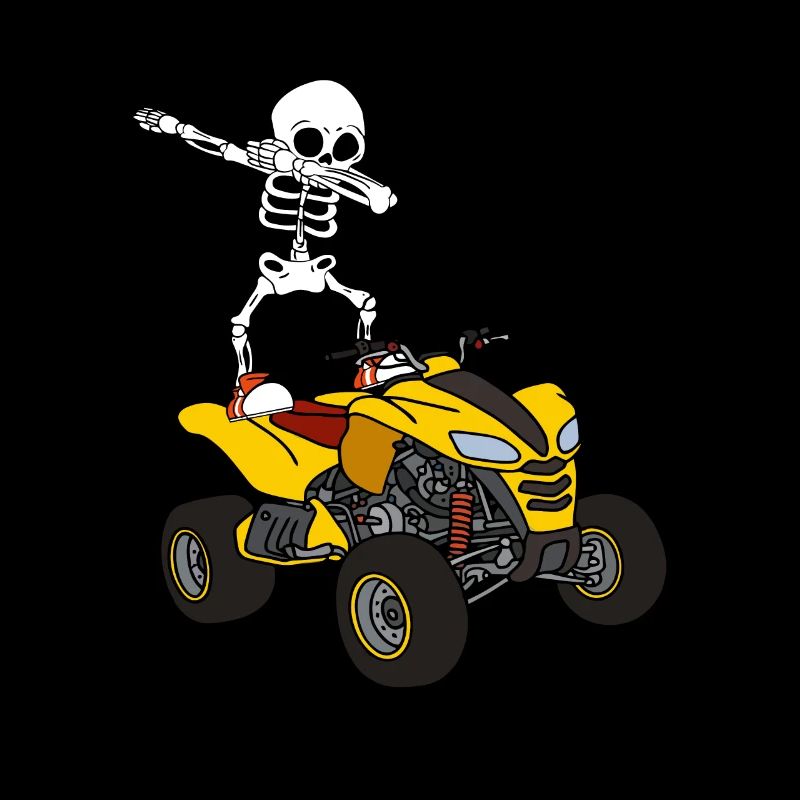 Dabbing Skelett Quadfahrer ATV Offroad Biker Quad