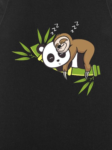 Sloth sits on panda