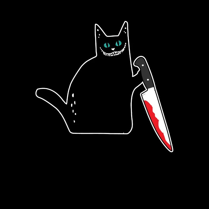 Drôle de chat noir avec couteau