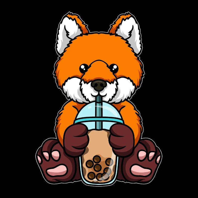 Fox boit du thé à bulles