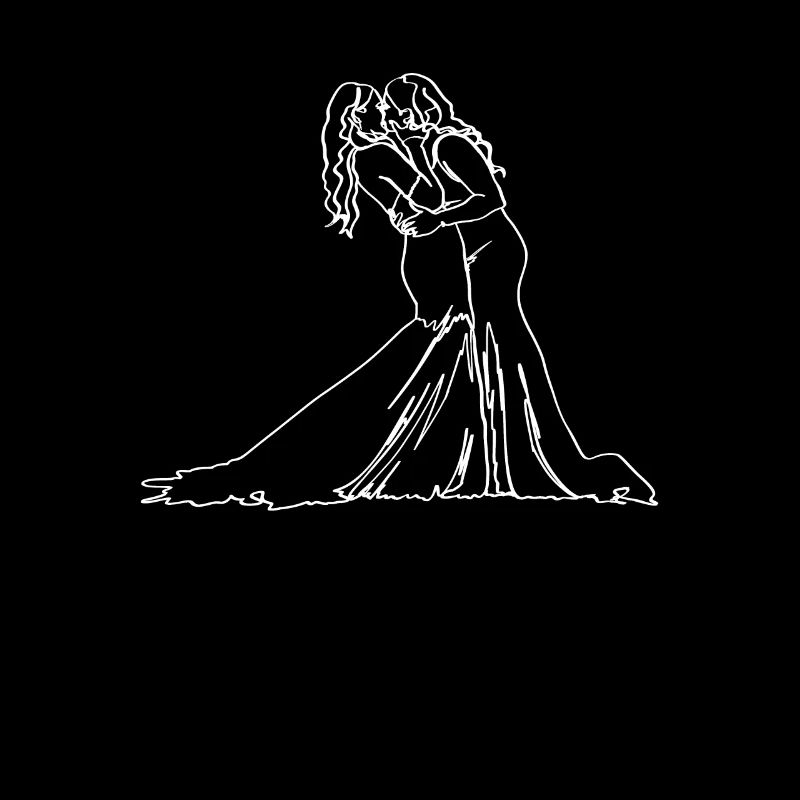 Two Brides Oneline Art - Mariage lesbien