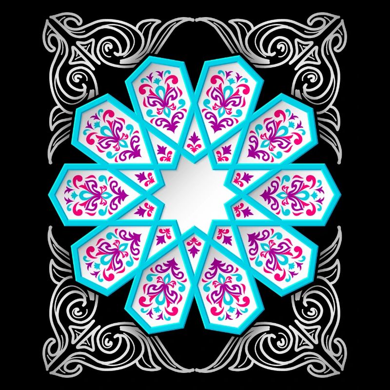 Persisches Ornament mit Silber-Dekor im 3d Stil