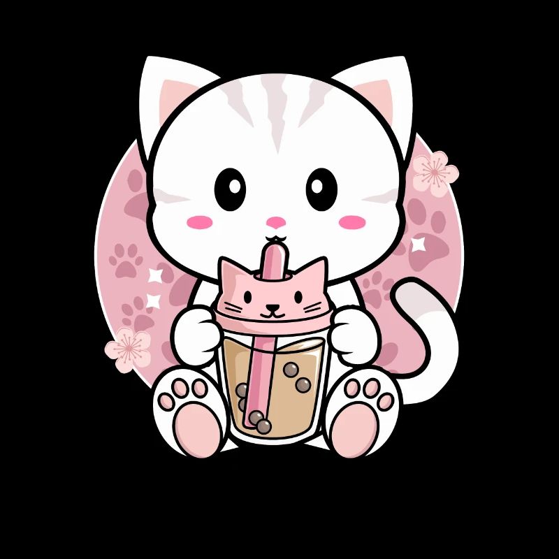 Katze Bubble Tea Süße Katze trinkt Bubble Tee