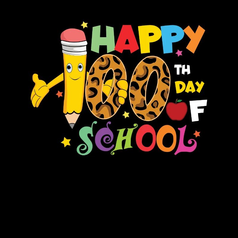 100e jour Léopard Crayon Joyeux 100 jours d’école