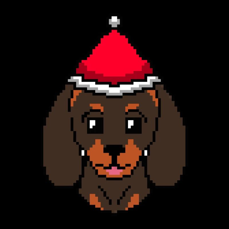 Teckel de Noël pixélisé - Drôle de teckel de Noël