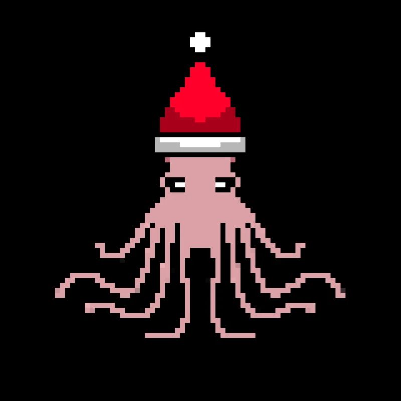Octopus Pixelated Christmas - Funny