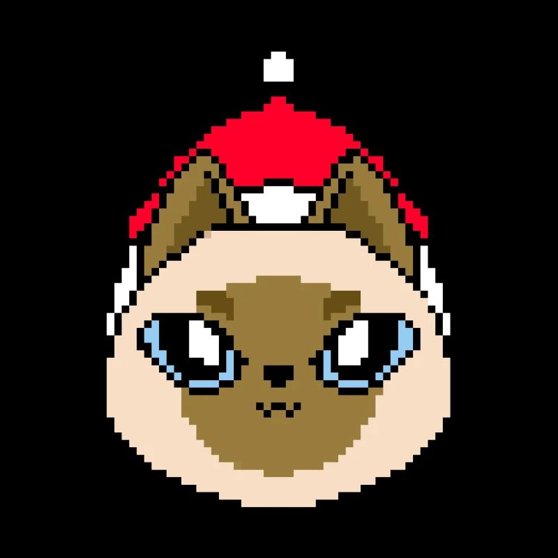 Pixelated Siamese Christmas - Funny
