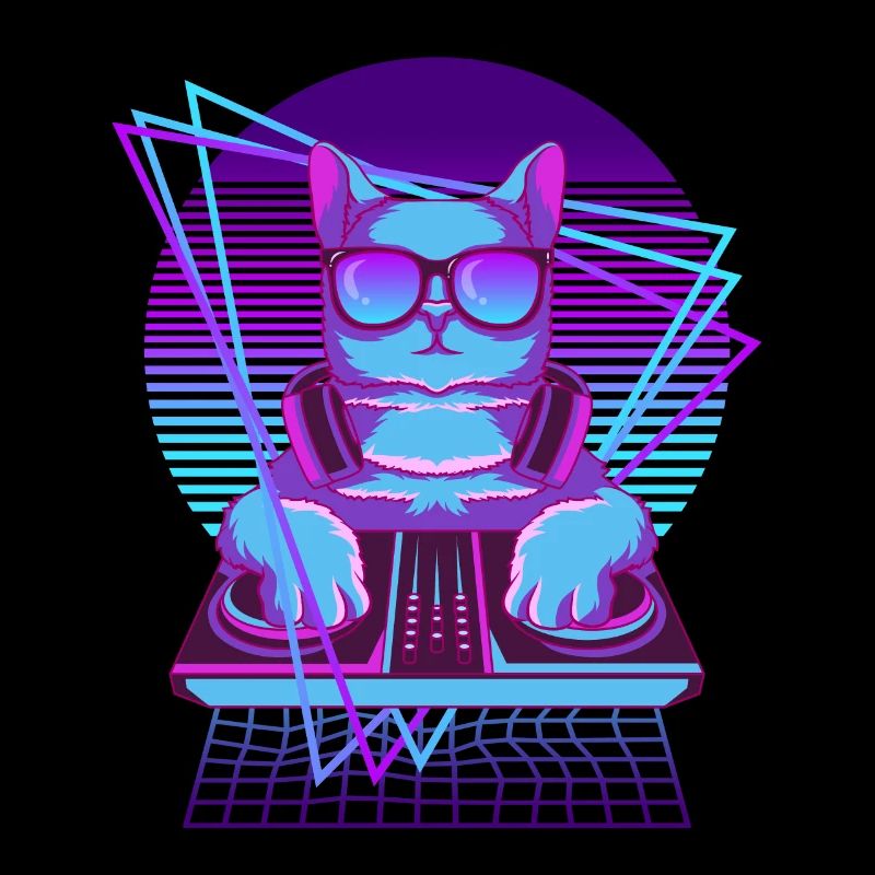 Vaporwave Cat DJ Chat de bureau