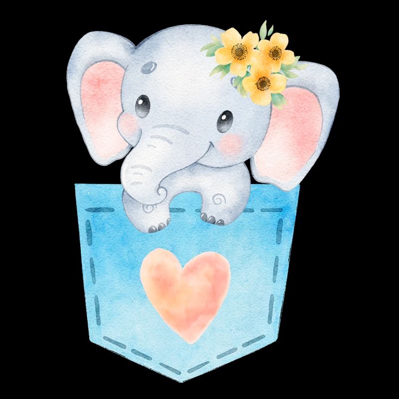 Bébé éléphant dans la poche de poitrine éléphant kawaii