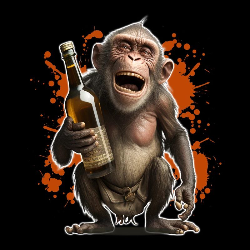 Funny laughing monkey with bottle gift
