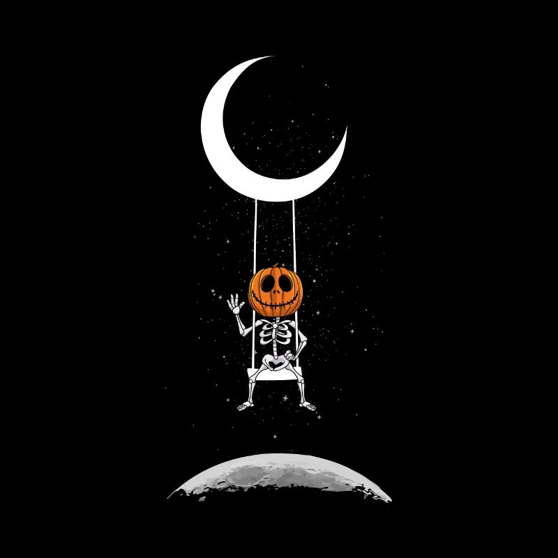 Pumpkin On Moon Swing Creepy Halloween