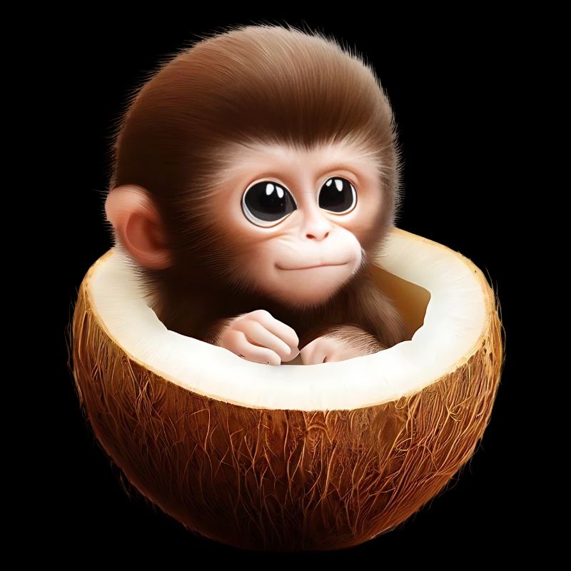 Affe in einer Kokosnuss