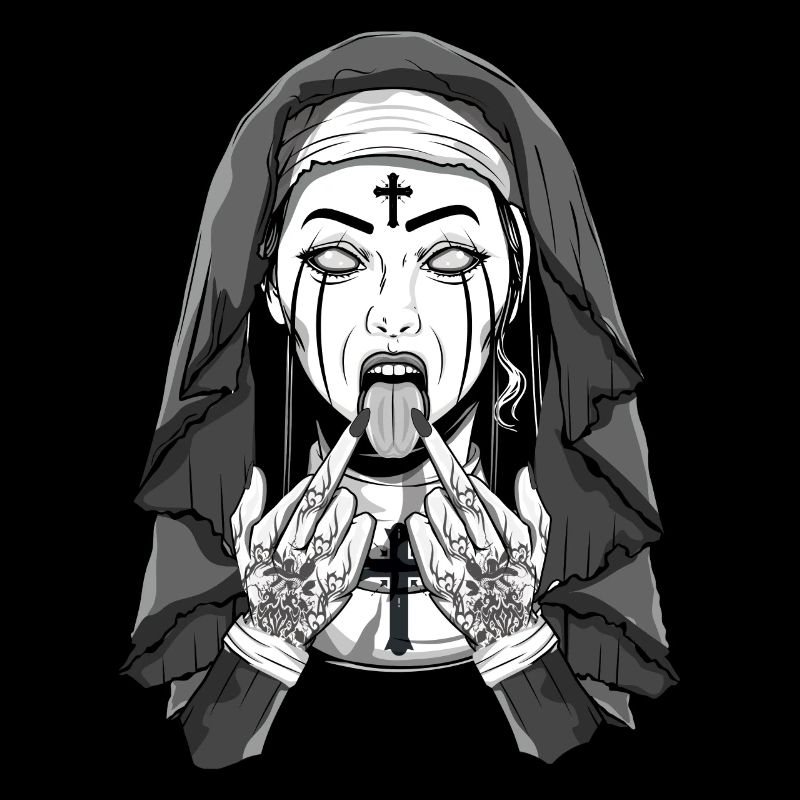 Occult Satanic Nun Devil Creepy Gothic Halloween