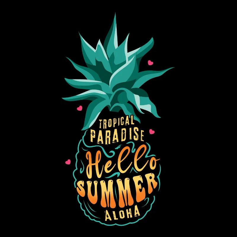 Tropical Pineapple Hawaii Surf Hello Summer