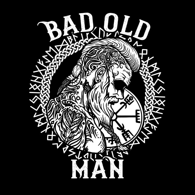 Lustiger Wikinger Spruch mit Runen - Bad Old Man