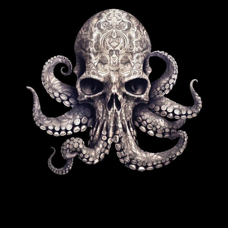Octopus Skull Enigmatic Vintage Gradient Tentacules