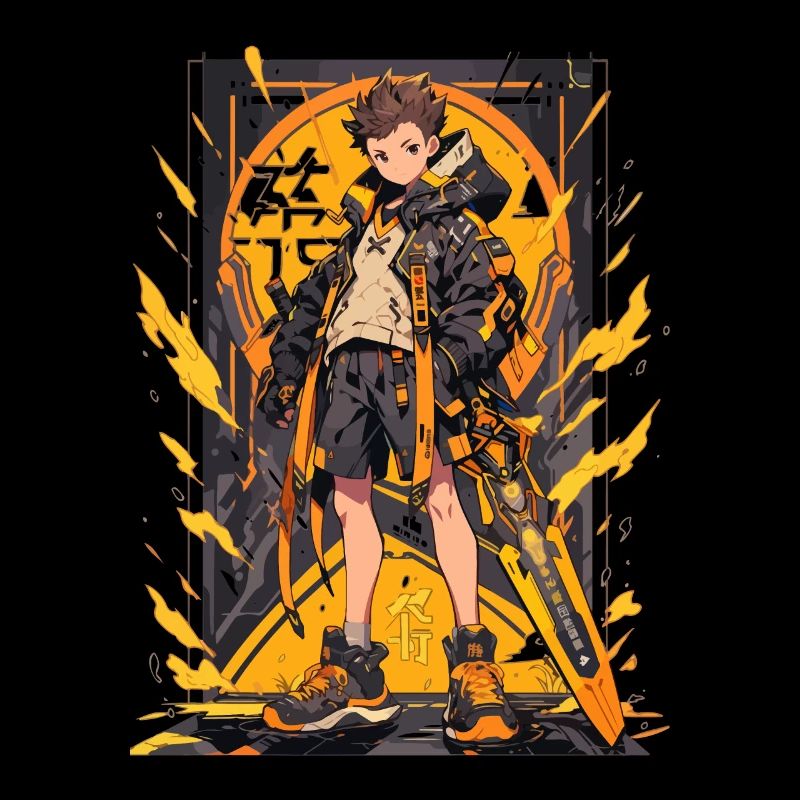 Shibuya: Cool Anime Boy avec épée japonaise