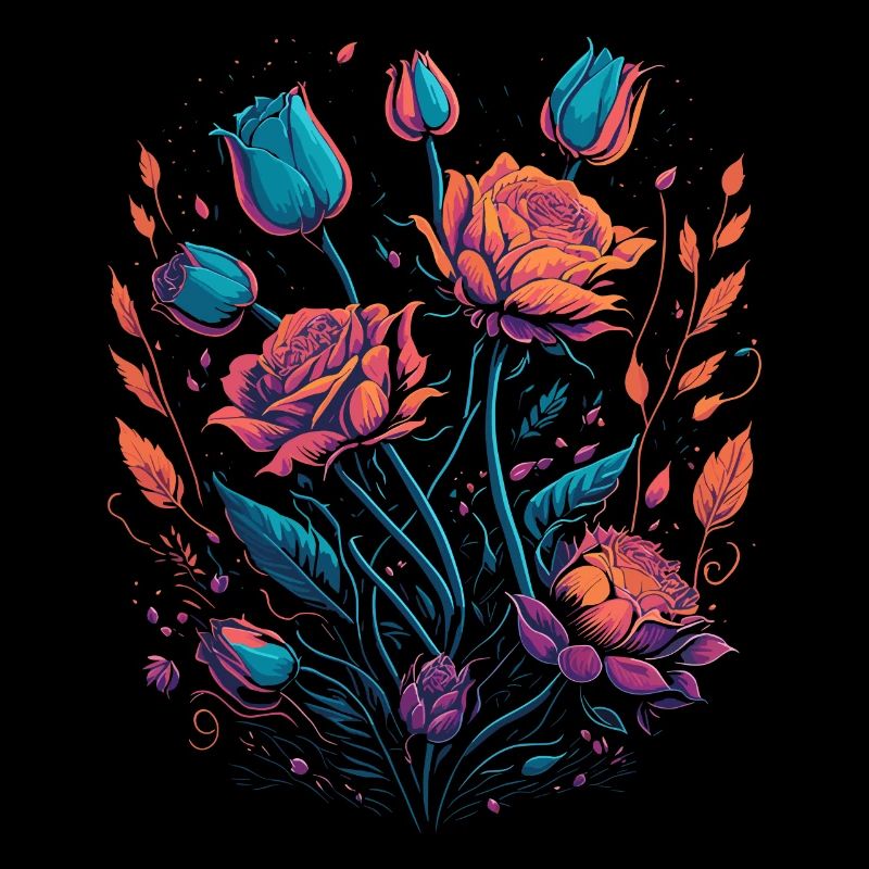 Bouquet de fleurs de roses néon