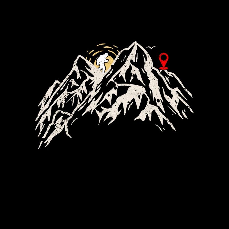 Montagnes avec géocacheur et destination - Geocaching
