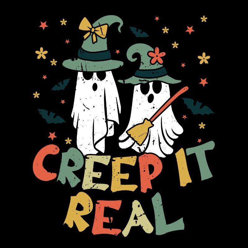 Retro Vintage Ghost Witch Lazy Creepy Halloween